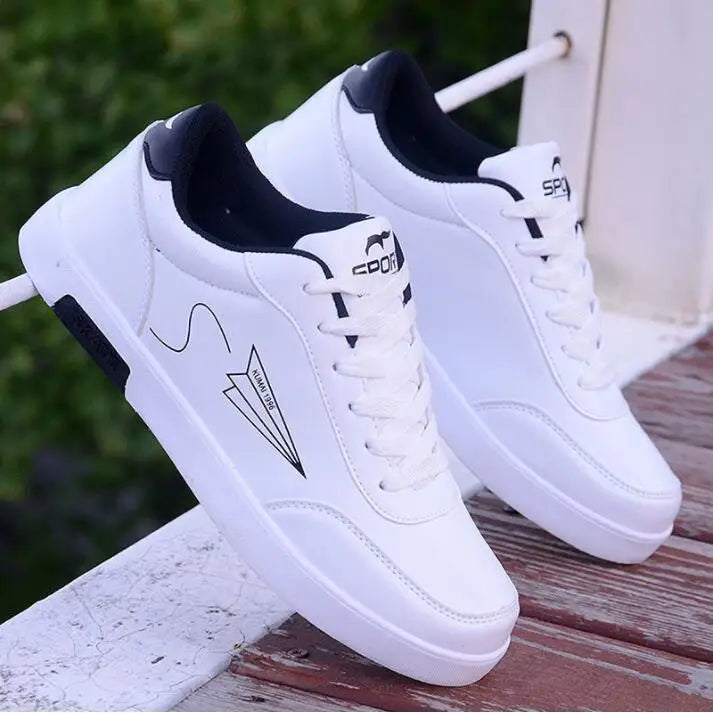 YBQJOO Flat Lace-Up Sneakers – Unisex Low-Top Casual Shoe Flat Lace-Up Sneakers Axl 8612-White 40