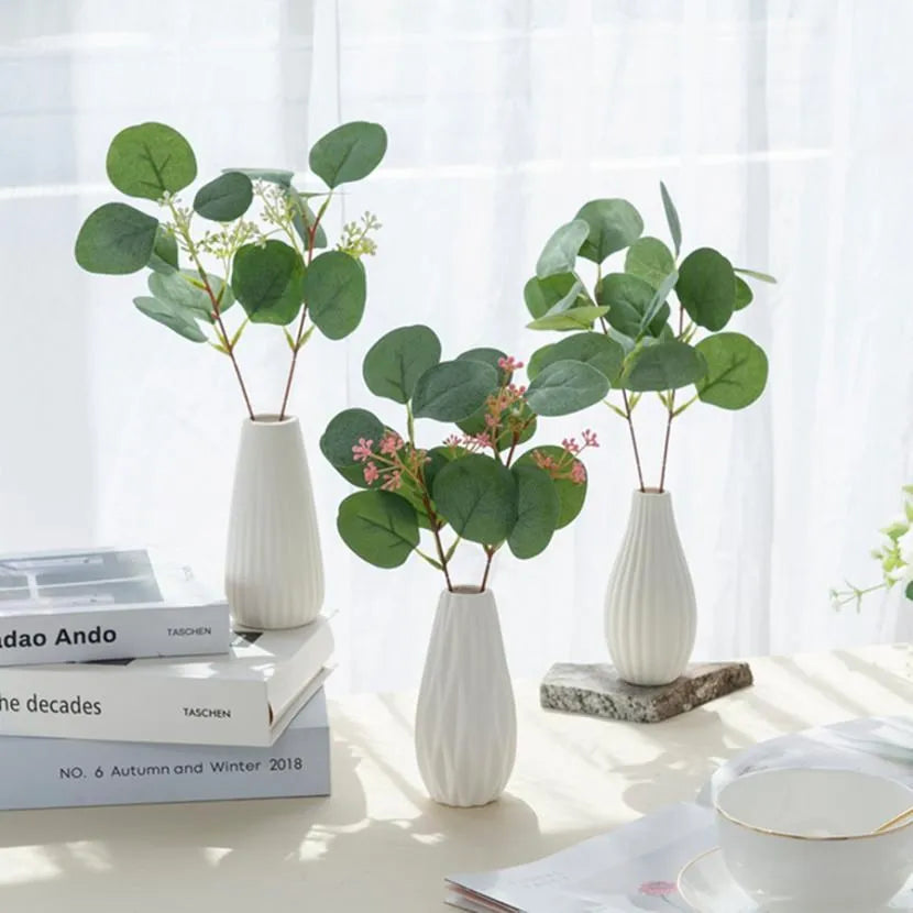 Artificial Silk Eucalyptus Leaf Stems 15/30 Pcs – DIY Decor Artificial Leaf Stems Axl