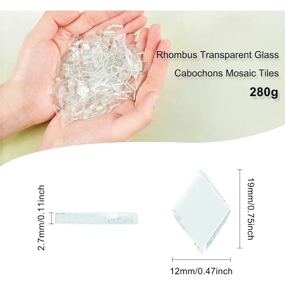 330 PCS Clear Diamond Glass Mosaic Tiles – Crystal Rhombus Craft Glass Mosaic Tiles Axl