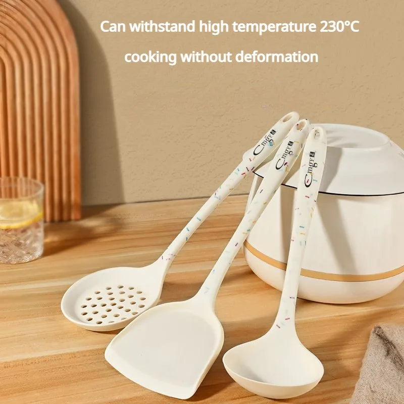 Food Grade Silicone Soup Spoon – Long Handle Ladle & Slotted Silicone Kitchen Ladle Axl