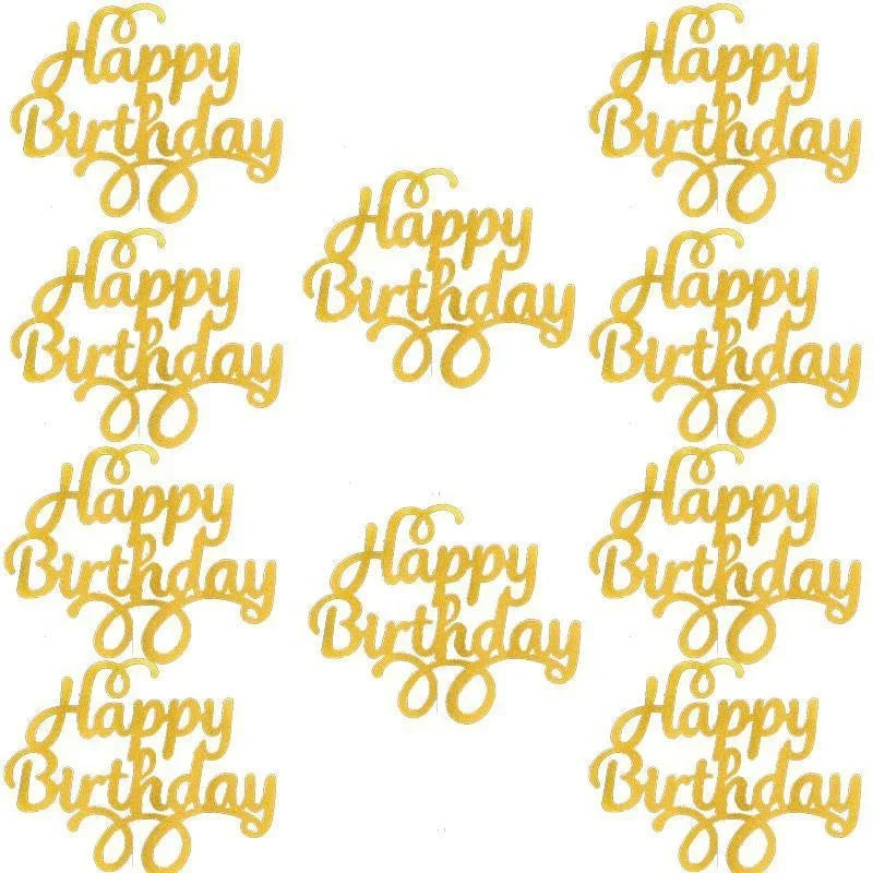 Happy Birthday Cake Toppers – DIY Letter Decor 10/20pc Set Cake Topper Set Axl Golden 10Pcs