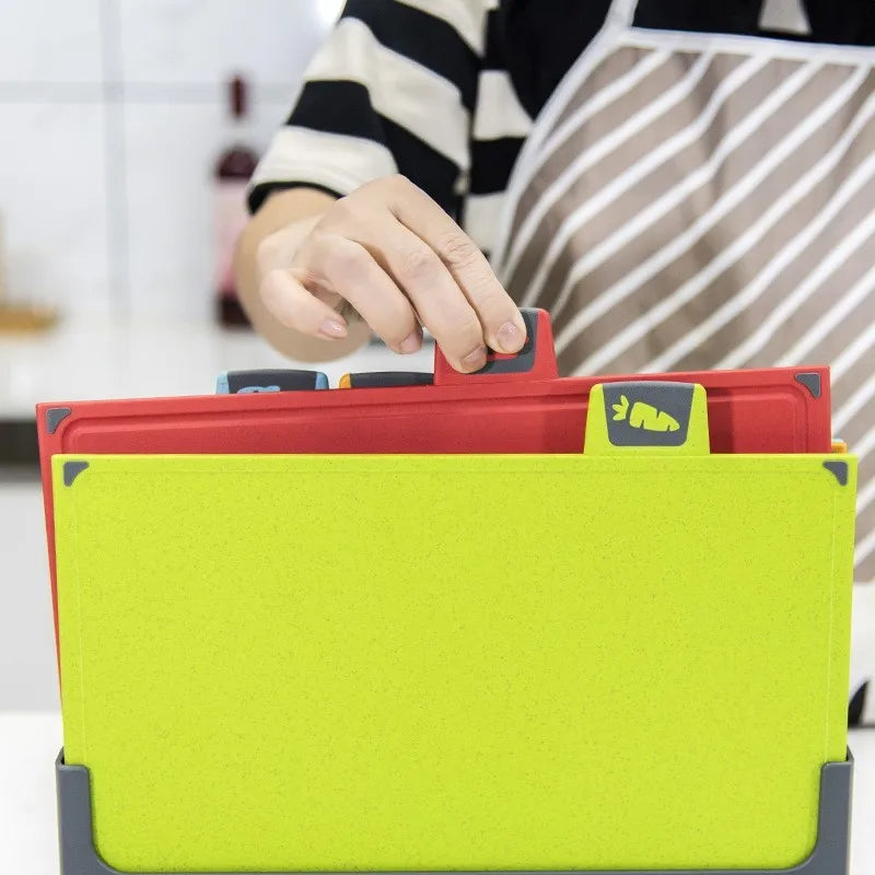 5-Piece Food Grade Cutting Board Set | Color-Coded with Stand Cutting Board Set Axl