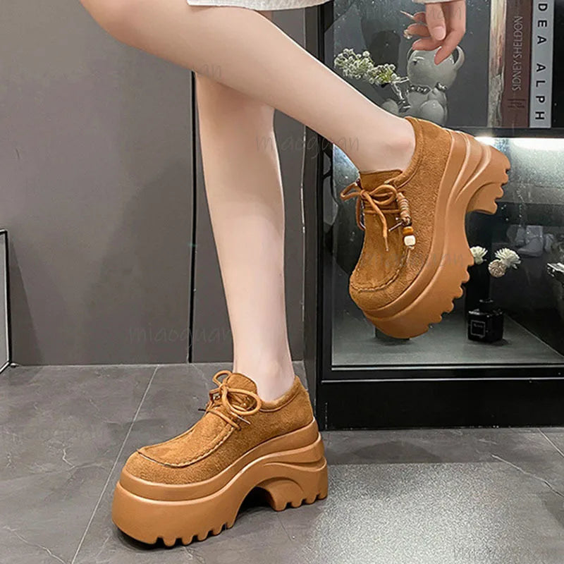 Women's Beaded Lace-Up Platform Pumps | Square Heel Shoes Platform Pumps Axl