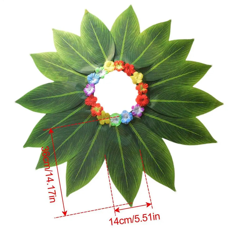 Hawaiian Grass Skirt with Flowers & Wreath Set | Party Costume Costume Skirt Set Axl B
