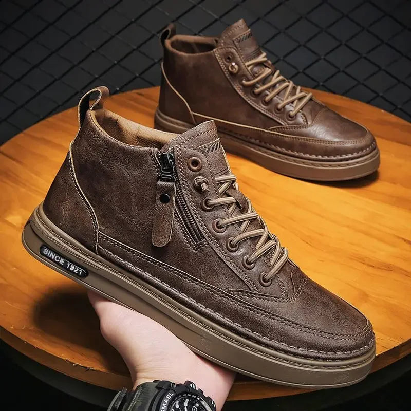 YBQJOO Men's Platform Lace-Up PU Leather Casual Oxford Shoes Men's Oxford Shoes Axl