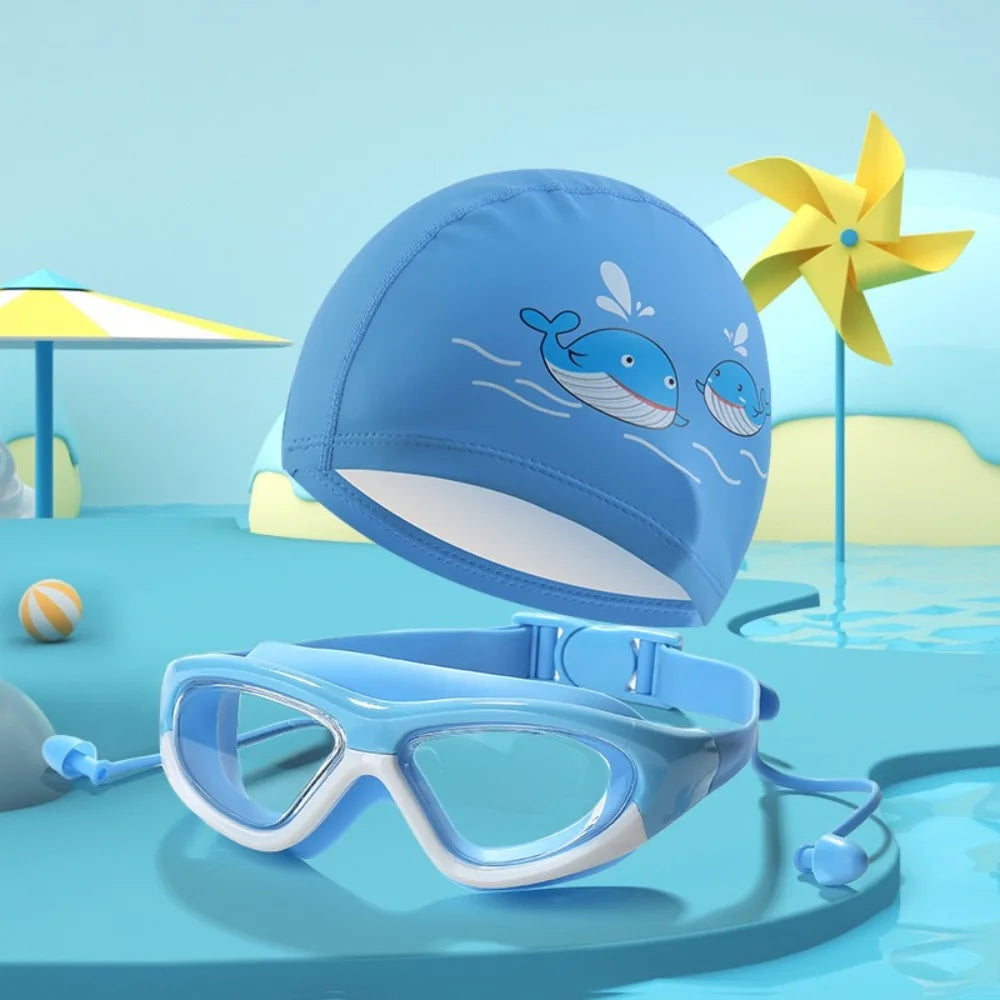 Kids Swimming Cap & Anti-Fog Goggles Set | UV Cartoon Kids Swim Set Axl Style 2