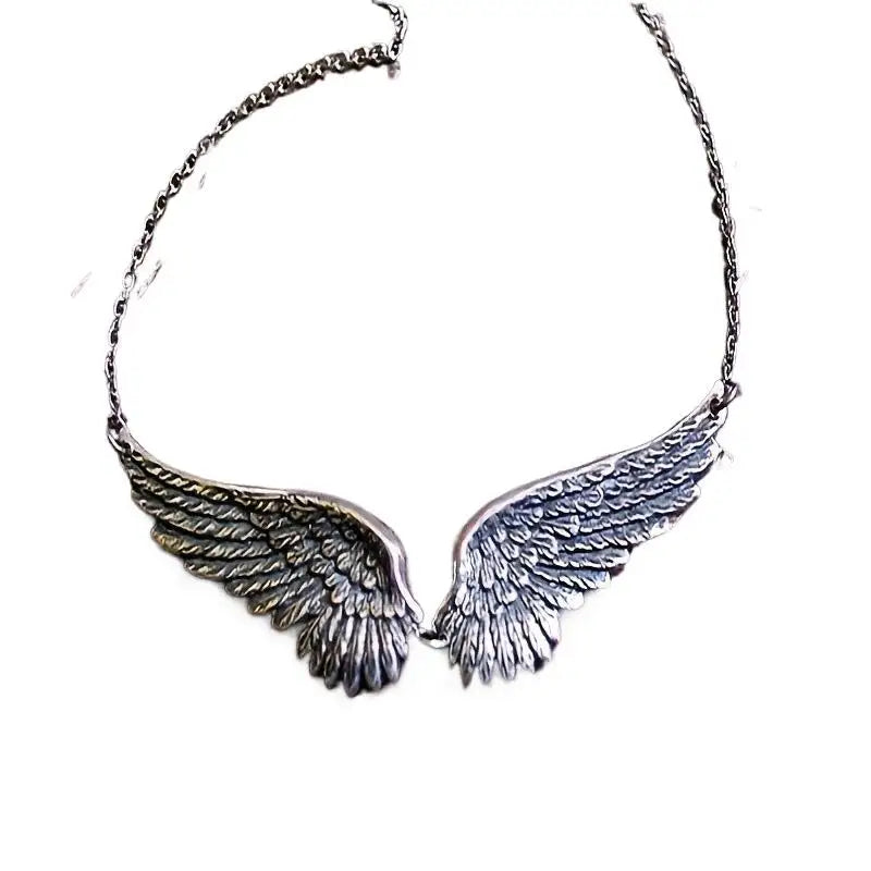 Vintage Silver Angel Wings Feather Choker Pendant Necklace Choker Necklace Axl