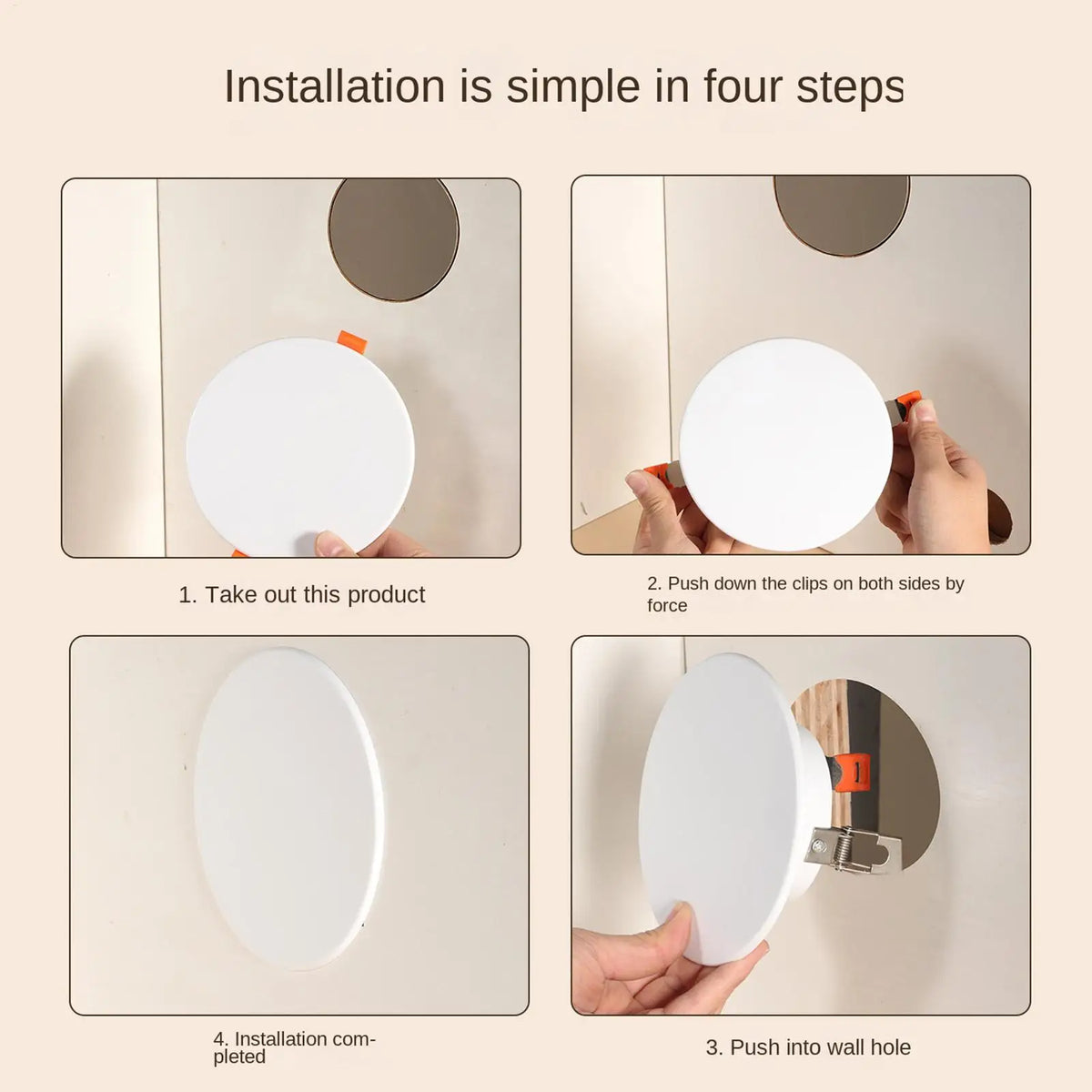 Round Hole Cover Plate for Ceiling & Wall – Snap-In Cap Hole Cover Plate Axl