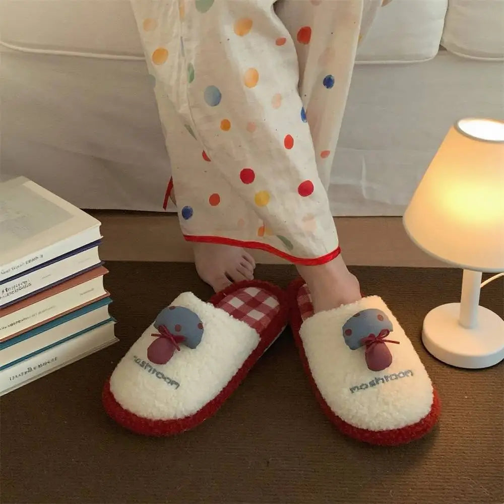 Lorilury Women's Fluffy Mushroom Slippers | Warm Winter Slides Plush Slide Slippers Axl