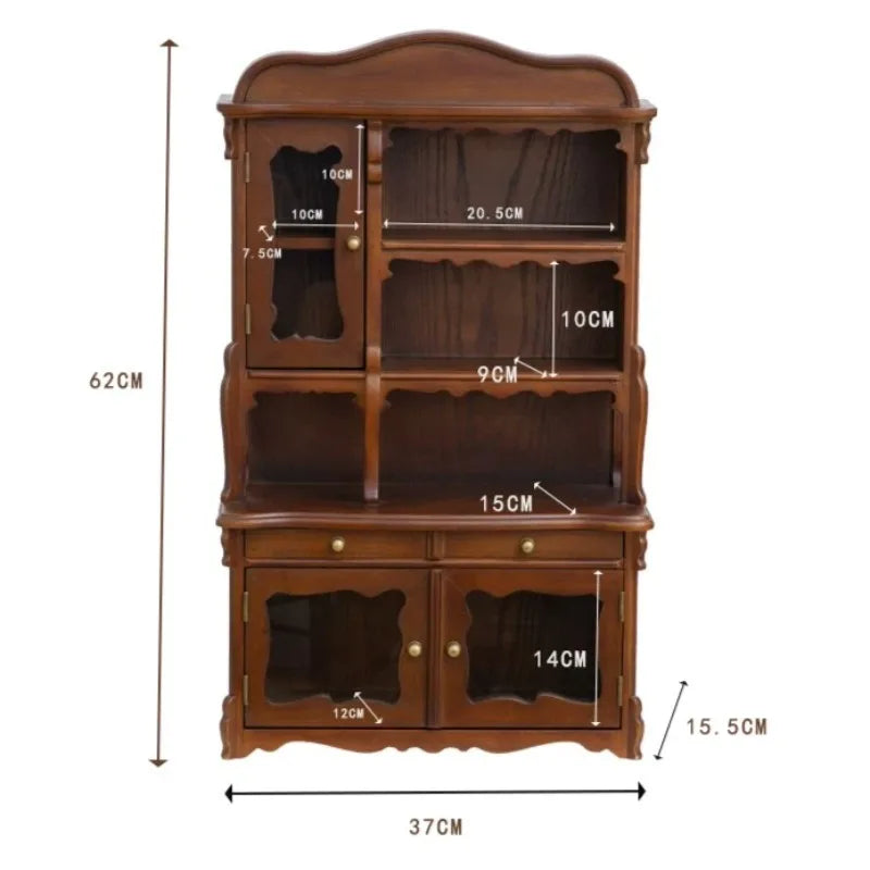 Vintage 4-Tier Solid Wood Desktop Organizer Shelf & Storage Cabinet Wood Storage Shelf Axl