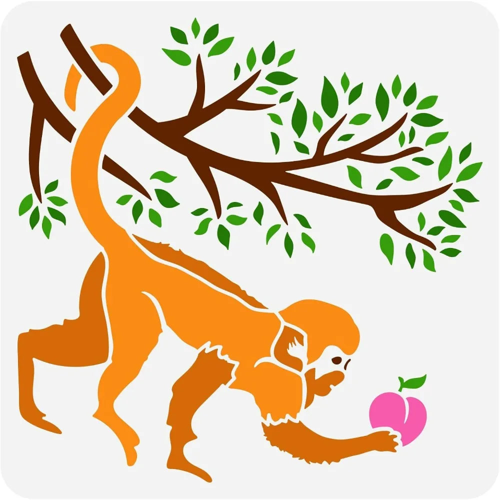 Monkey Painting Stencil 11.8" – Reusable DIY Art & Craft Art Craft Stencil Axl