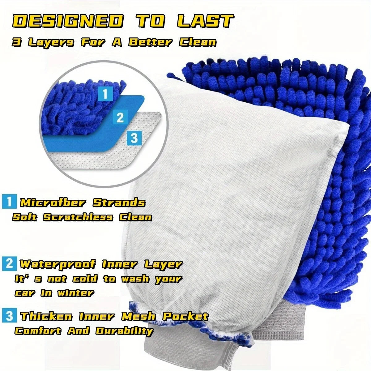 Microfiber Car Wash Gloves 2-Pack – Superfine Fiber Mitt Car Wash Mitt Axl