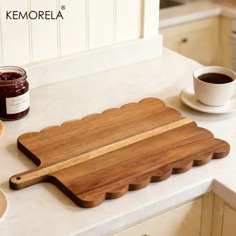Scalloped Acacia Wood Cutting Board – Butcher Block Wood Cutting Board Axl B