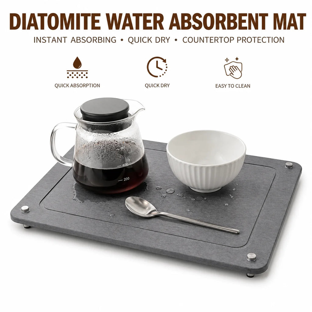 Elevated Diatomite Dish Drying Mat – Fast-Absorbing Stone Pad Dish Drying Mat Axl