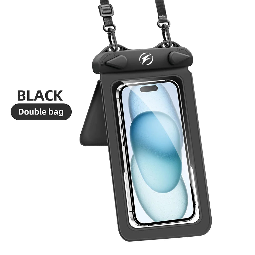Waterproof Phone Pouch Double Seal Underwater Case – 7.7in Waterproof Phone Pouch Axl Dark Grey