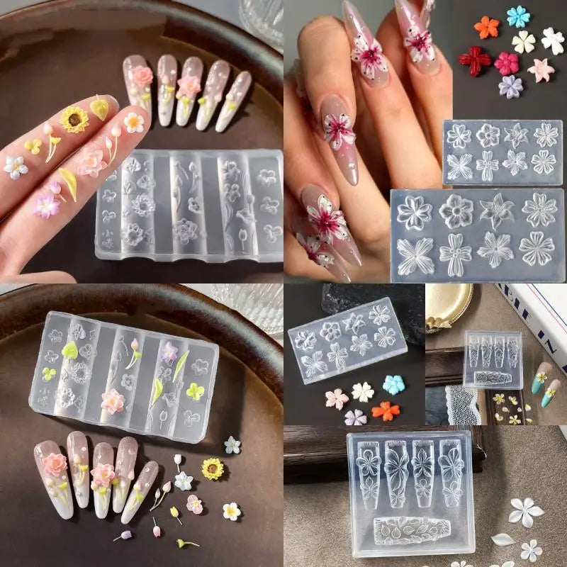 3D Flower Nail Art Silicone Mold – Reusable Petal DIY Template Nail Art Mold Axl