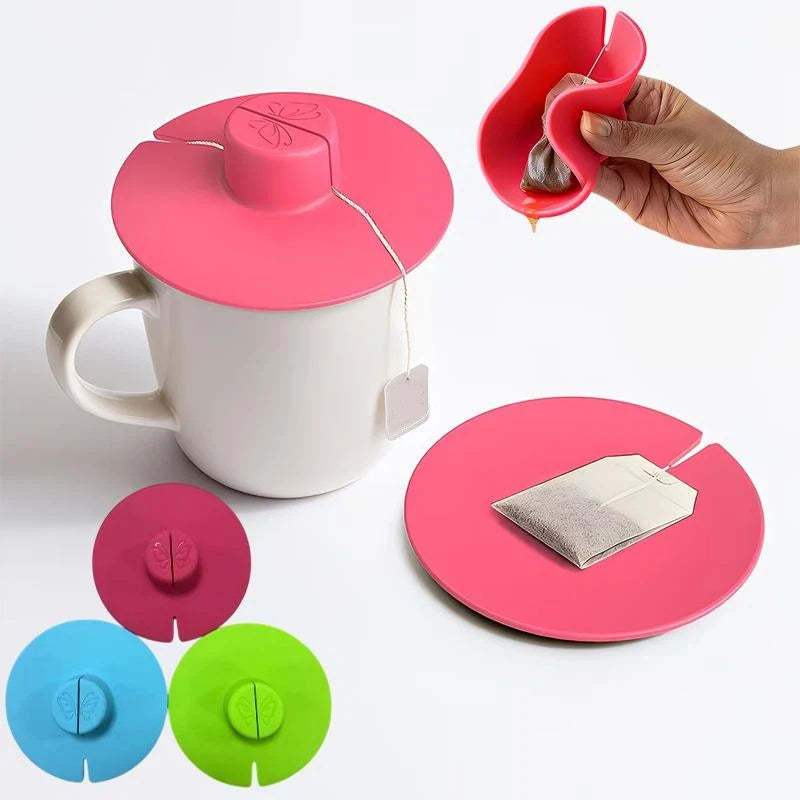 Silicone Tea Bag Squeezer & Holder with Handle | Mug Lid Tea Bag Holder Axl