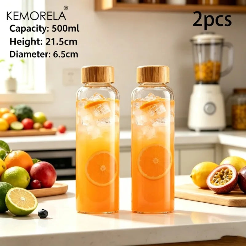 KEMORELA Glass Water Bottle – Leak-Proof, Heat-Resistant 500–1000ml Glass Water Bottle Axl