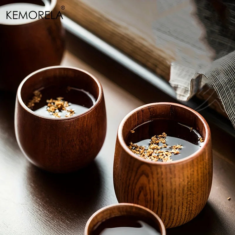 KEMORELA Japanese Wooden Tea Cups Set of 2 – 170ml Wooden Tea Cups Axl