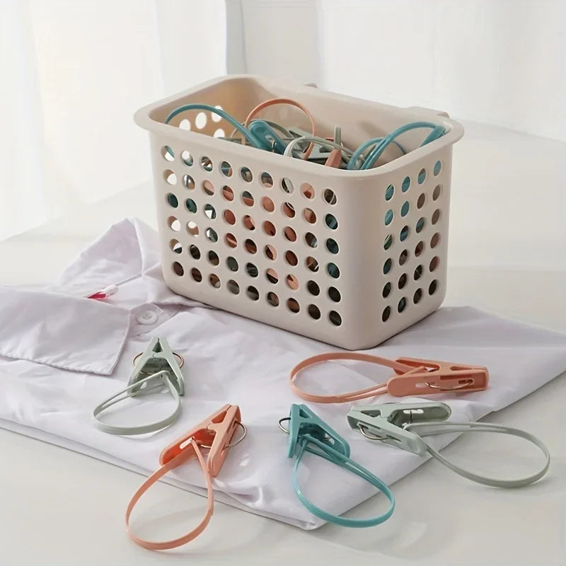 12-Pack Travel Clothes Pins with Lanyard – Mixed Colors Clothes Pins Axl