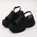 Women's Leopard Platform Wedge Sandals Open Toe Buckle Heels Platform Wedge Sandals Axl black 35