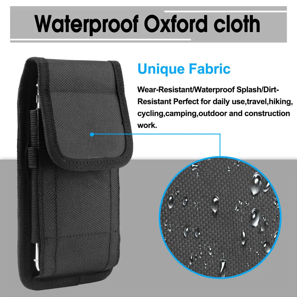 Black Nylon Phone Pouch with Belt Clip & Keychain Loop Phone Belt Pouch Axl