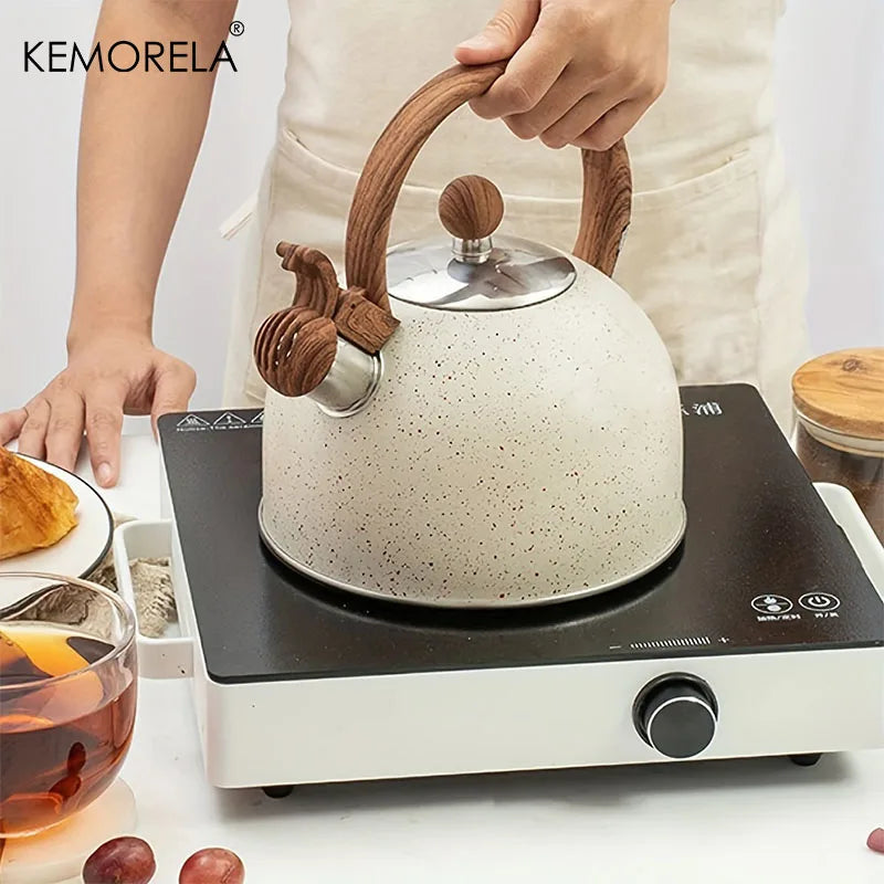 KEMORELA 2.5L Stainless Steel Whistle Kettle – Gas & Induction Stovetop Whistle Kettle Axl
