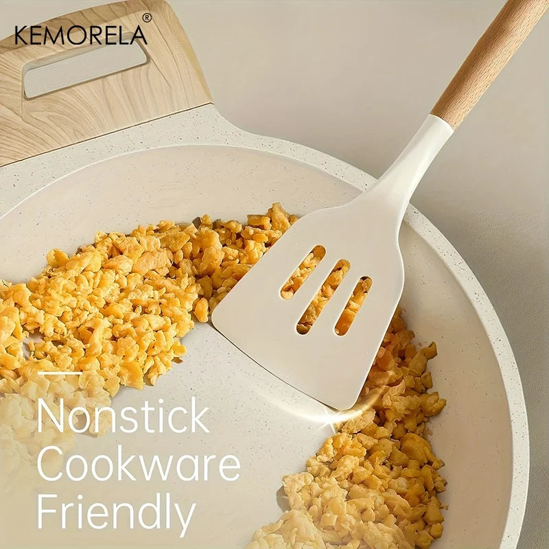 KEMORELA 10-Pc Silicone Cooking Utensils Set – Wood Handle Cooking Utensil Set Axl