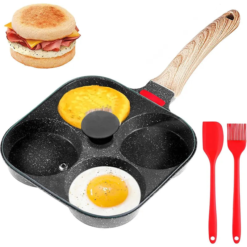 4-Cup Nonstick Granite Egg Pan with Lid & Removable Handle Nonstick Egg Pan Axl