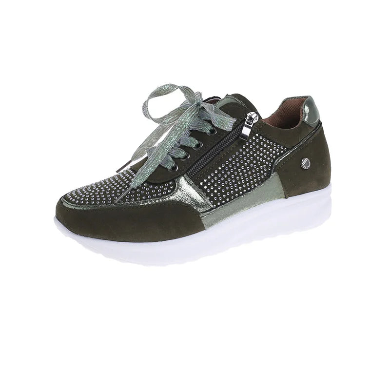 Women's Sequin Wedge Platform Sneakers – Non-Slip Lace-Up Wedge Platform Sneakers Axl green 36