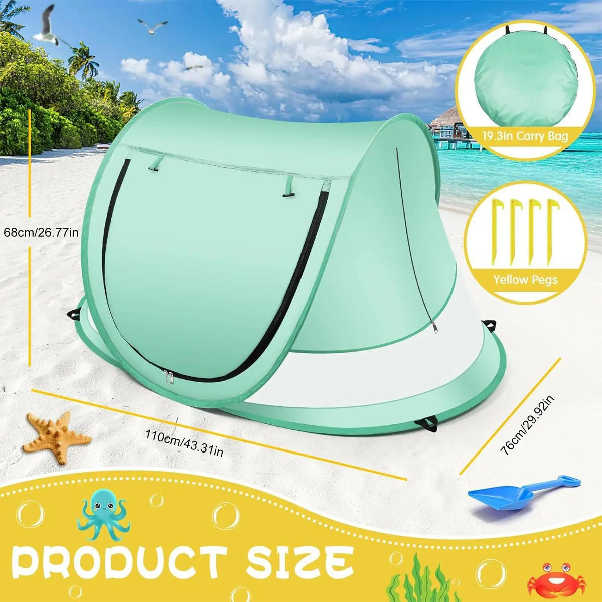 Kids Pop-Up Beach Tent UPF 50+ UV Shade Dome for Toddlers Kids Pop-Up Tent Axl