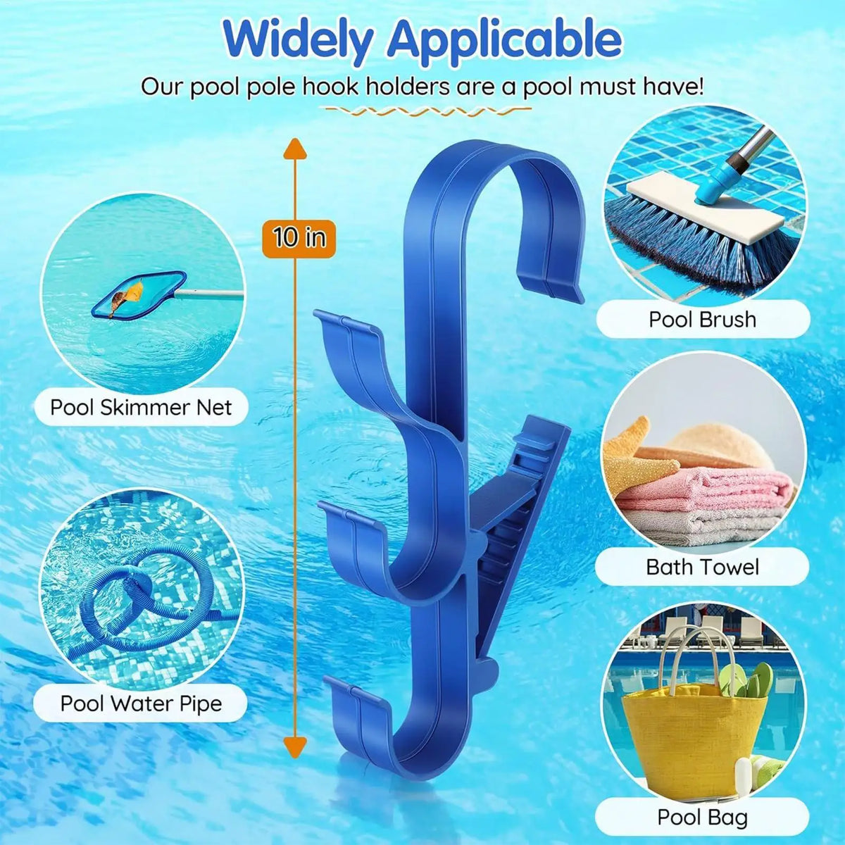 Adjustable Waterproof Pool Hook Bracket – Pole & Skimmer Storage Pool Storage Hook Axl