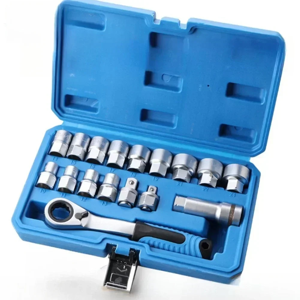 17-Piece Ratchet Socket Wrench Set | 12-Point Drive Kit Socket Wrench Set Axl China Mainland