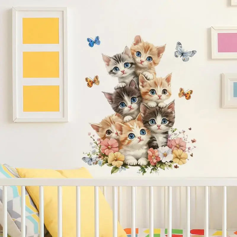 Cat Flower Butterfly Wall Stickers – Nursery & Home Decals Wall Decals Axl