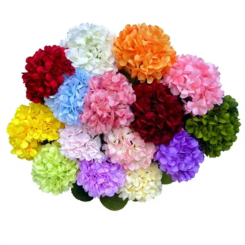 Large Hydrangea Artificial Flower Stems – 135 Petals, Candy Colors Artificial Flower Stems Axl