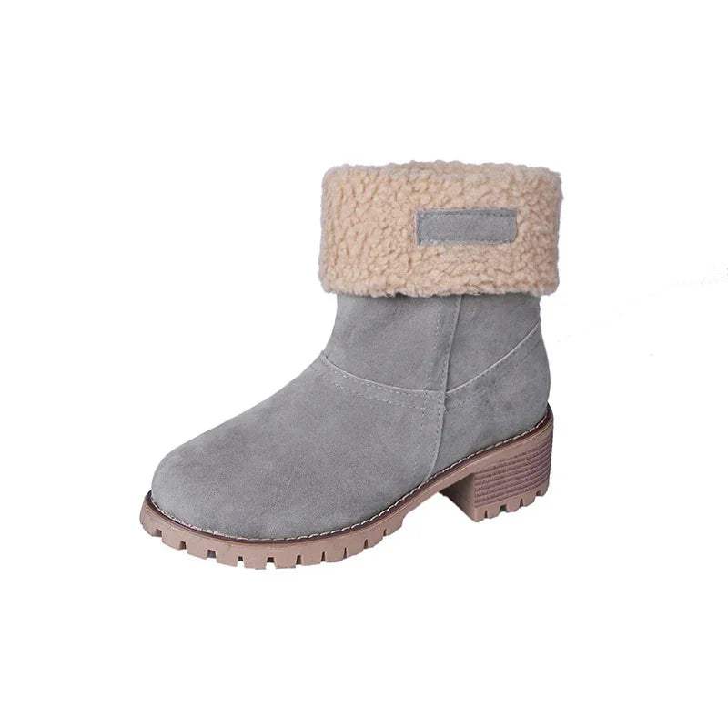 Women's Fur-Lined Snow Boots – Warm Winter Mid-Calf Booties Winter Snow Boots Axl GRAY 42