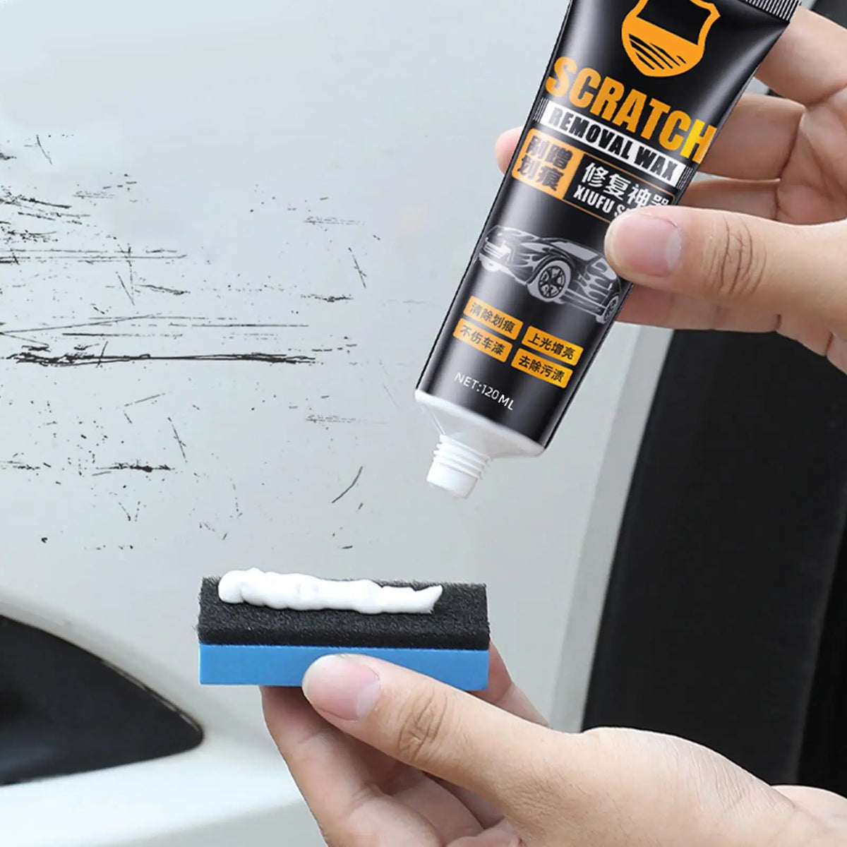 Car Scratch Repair Wax 128ml – Paint Restorer with Sponge Car Scratch Repair Wax Axl