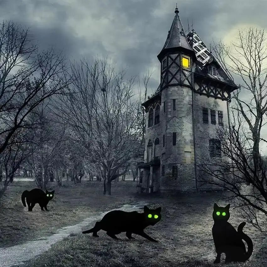 3-Piece Black Cat Halloween Garden Yard Decoration Sign Set Halloween Yard Decor Axl