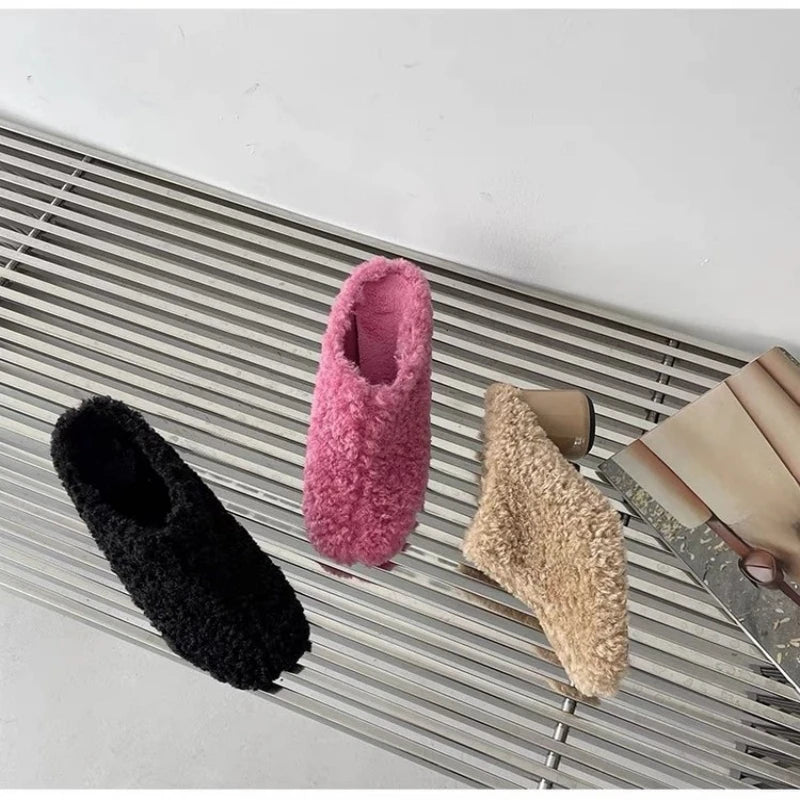 Women's Velvet Platform Slippers – Warm Non-Slip Winter Shoes Women's Slippers Axl