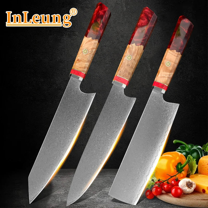 InLeung VG10 Damascus Gyuto Chef Knife | Japanese Kitchen Knife Damascus Chef Knife Axl