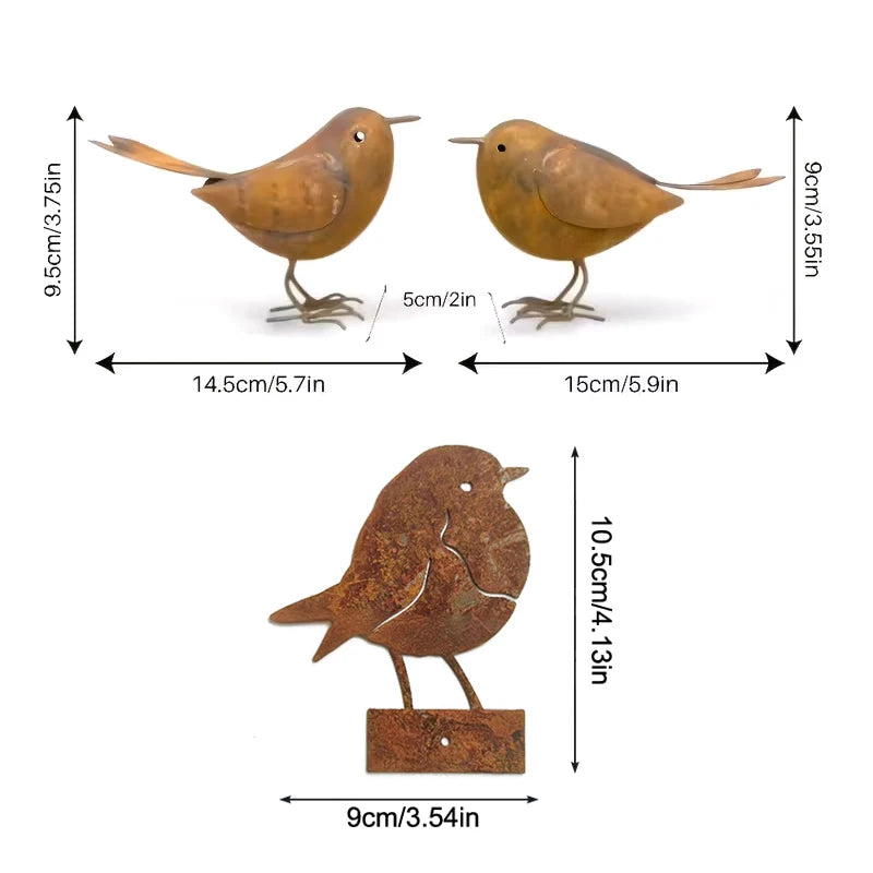 Rustic Metal Bird Statues – Iron Art Garden Sculpture for Yard Garden Bird Sculpture Axl