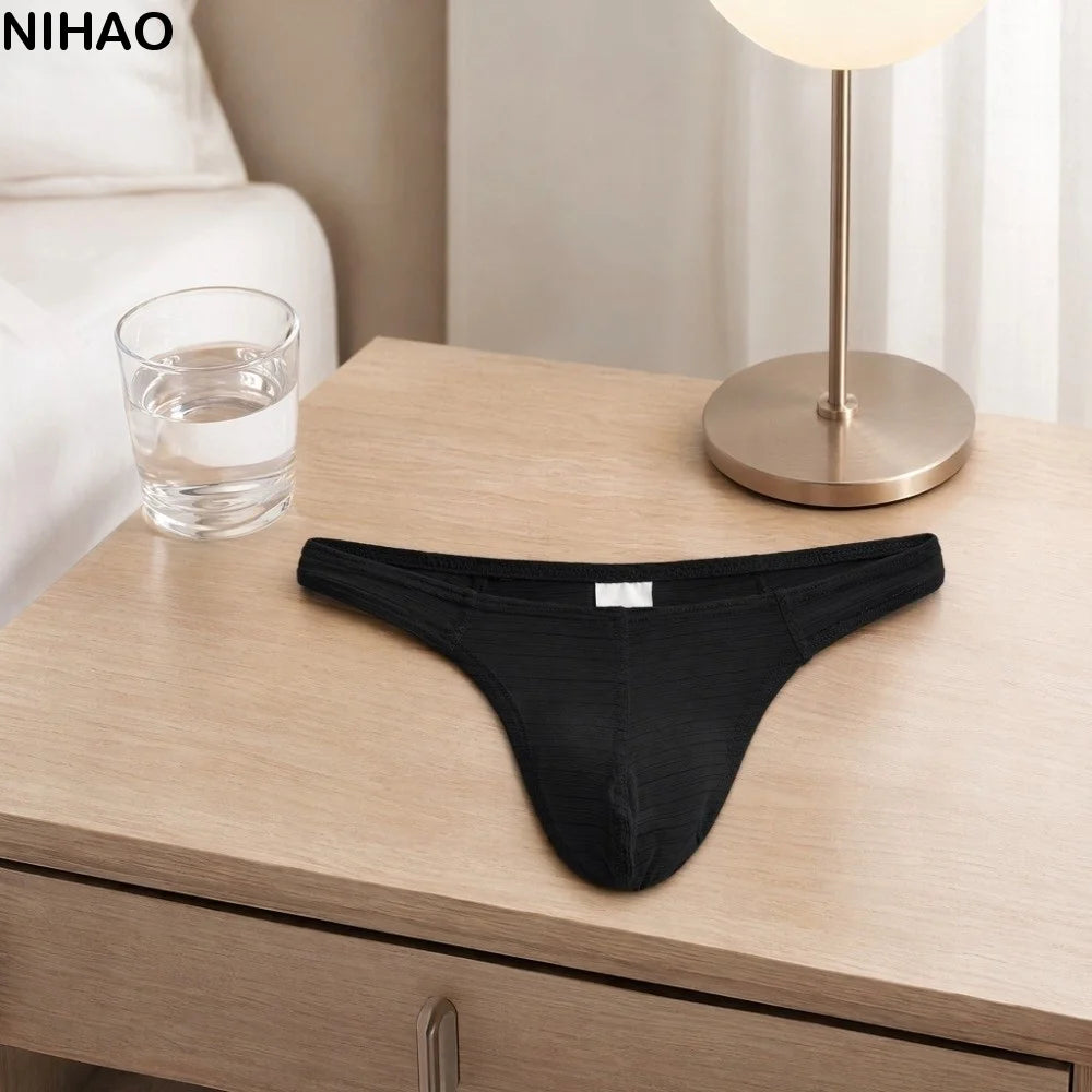 Men's Ice Silk Thongs – Breathable Low Waist Nylon Briefs Men's Thong Underwear Axl