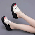 Women's Open Toe Wedge Platform Sandals – 6CM Hollow-Out Wedge Platform Sandals Axl 40 WHITE