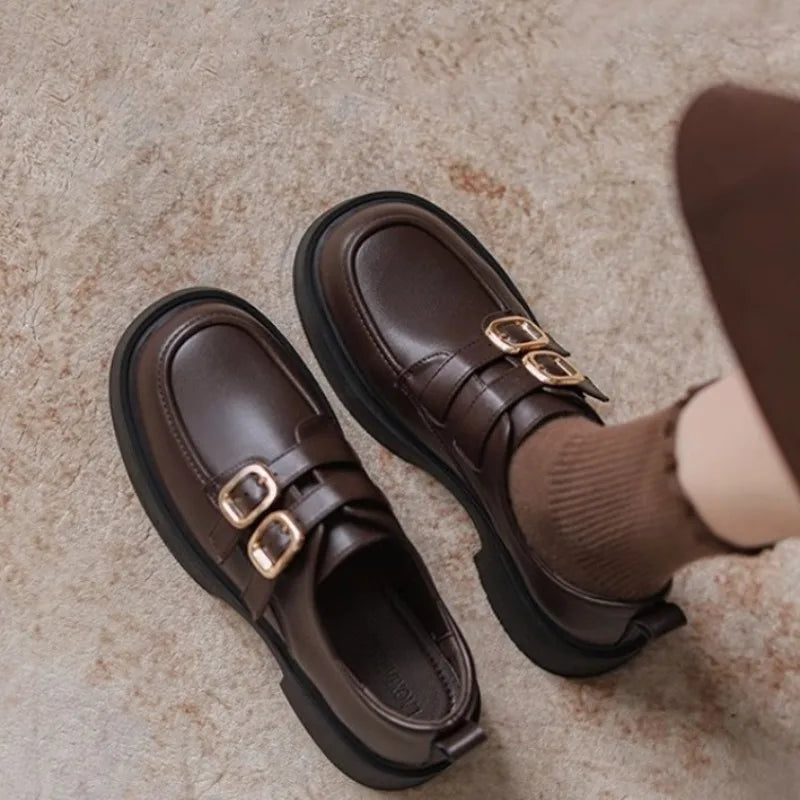 Women's Black Platform Loafers – British Style Casual Shoes Platform Loafers Axl