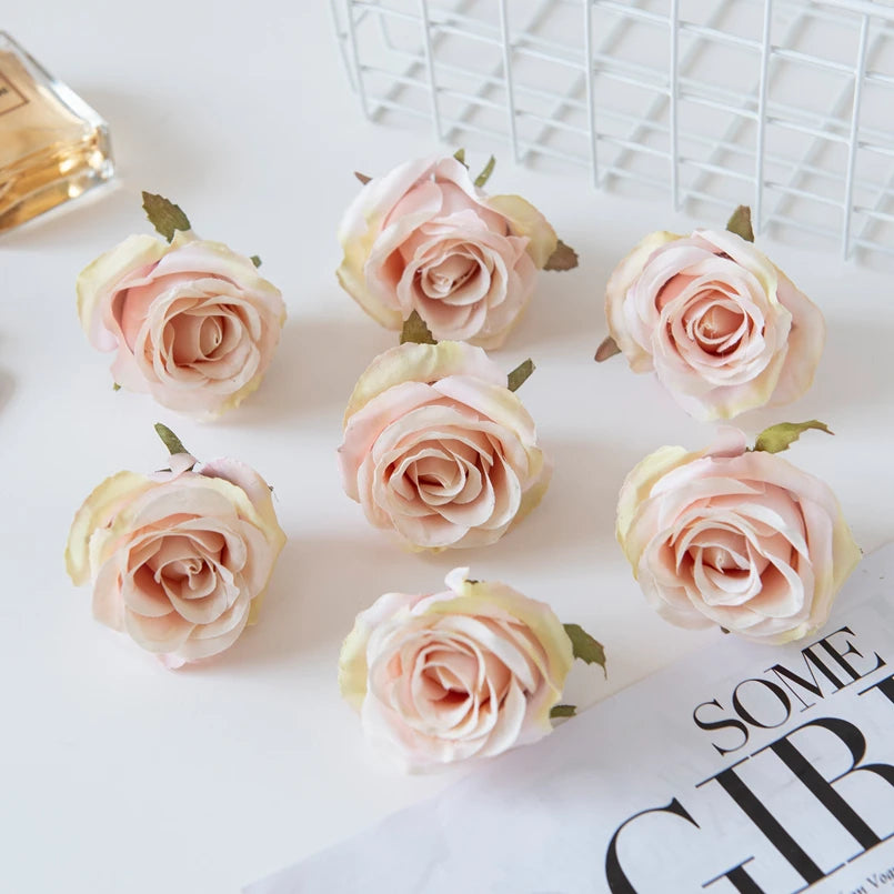 Artificial Silk Rose Flower Heads – 15 or 30 Pcs Wedding Décor Artificial Silk Flowers Axl Pink 15 pcs
