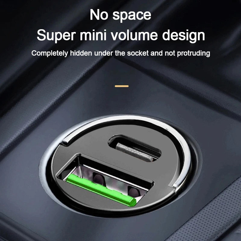 Mini 100W USB-C Car Charger – PD & QC Fast Charging Adapter Car Phone Charger Axl