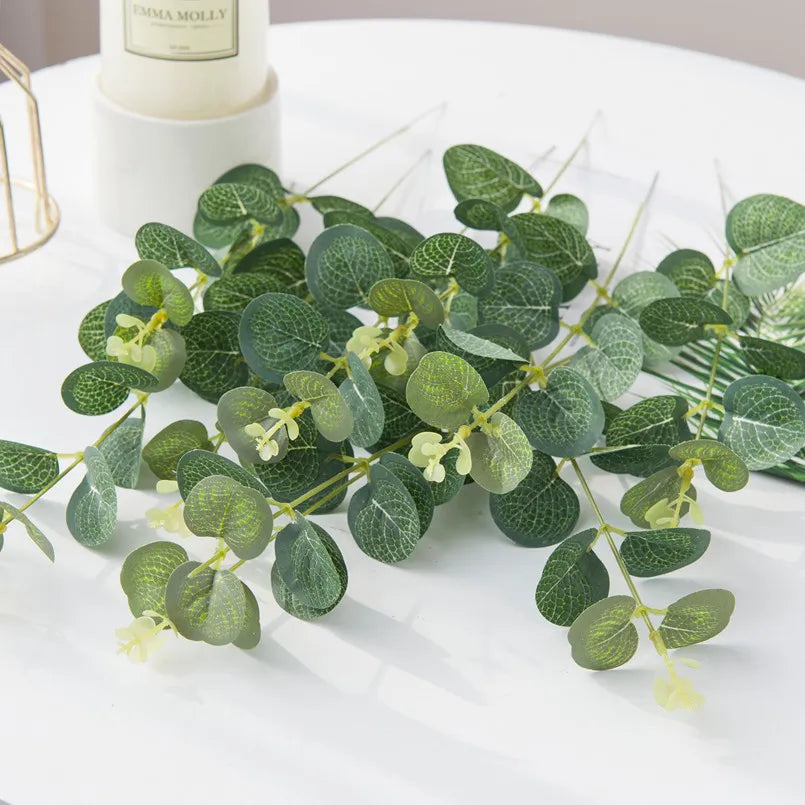 Silk Eucalyptus Leaves 50/100pcs – Wedding & Home Décor Artificial Greenery Stems Axl