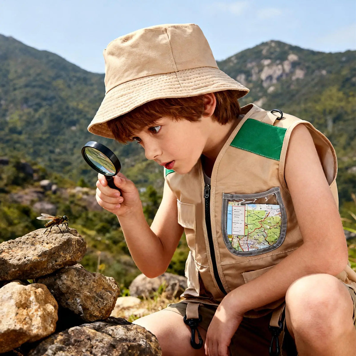Kids Explorer Hat & Vest Set – Safari Adventure Costume Kit Kids Costume Set Axl