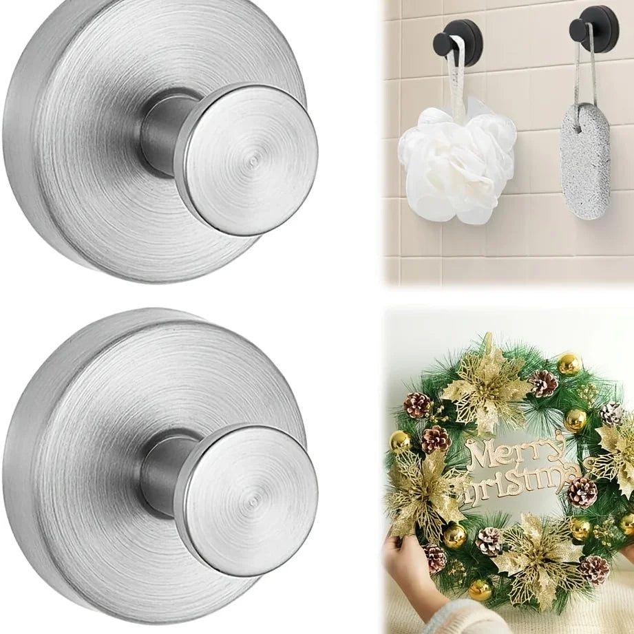 Stainless Steel Suction Cup Hooks – Shower, Bathroom & Mirror Suction Cup Hooks Axl 2pcs-Silvery