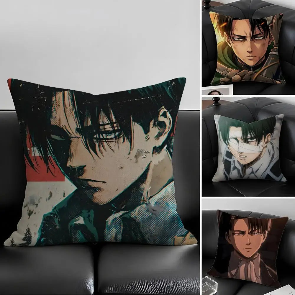 Levi Ackerman Linen Cushion Cover – Anime Pillow Decor Set Anime Cushion Cover Axl